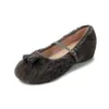 En StockZapatos Peludos Ocultos para Aumentar la Altura para Mujer, Usables en Exteriores, Zapatos Mary Jane con Borla, Suela Plana, Correa Única, Punta Redonda, Zapatos de Suela Plana con Correa Única