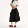 Calça Cropped Xadrez Verde Retrô Preguiçosa com Cintura Elástica e Pernas Largas para Homens e Mulheres Solta Confortável Versátil Casual Calça de Verão para Casal