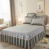 Estilo Princesa Algodón Puro Falda de Cama Estilo Colcha Pieza Única Cama de 1.8m Cubierta de Cama con Borde de Encaje Antideslizante 2m Primavera Verano Falda de Cama 100% Algodón