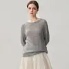 Suéter de cachemira para mujer con diseño de corte, ribete de lentejuelas, cuello redondo, perfecto como capa base para otoño e invierno, nuevo estilo de moda, versátil, color liso y top elegante