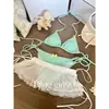 Té Verde Limón Estampado TeaStar Cubierta Casual Delgada para Mujer Verano Bikini Traje de Baño Conjunto de Cubierta de Encaje
