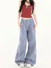 Pantalones Casuales Baggy de Pierna Ancha con Diseño a Cuadros Retro Americano 2026 para Hombres y Mujeres, Pantalones Sueltos Caídos de Largo Completo