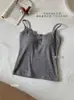 Top Camisola de Malha Canelada com Renda para Outono para Mulheres com Bojo Embutido para Usar por Dentro ou por Fora Emagrecedor Lindo Top com Costas