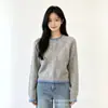 Suéter de encaje con bloques de color estilo coreano inspirado en la universidad para mujer, nueva colección otoño/invierno, suave y cómodo, corte relajado, cuello redondo, cierre de media botonadura, jersey holgado