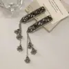 Pasador de Pelo con Borla de Campana de Diamante Azul para Mujer, Accesorio de Pelo Exquisito de Gama Alta, Pinza Lateral, Pasador de Pelo, Pinza BB Lateral de Estilo Antiguo