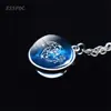 Collar de 12 Constelaciones Plata Bola de Cristal Azul de Constelación Colgante Joyería de Pareja para Hombres y Mujeres Regalo de Cumpleaños para Estudiantes Niños