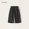 Roupa Infantil Bangxuan Calça Casual para Meninas com Renda Estilosa Calça Reta para Crianças Pequenas Calça Casual de Bebê Calça Infantil de Cor Sólida