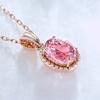 Colgante de turmalina en polvo natural de imitación europea y americana para mujer, tesoro de color incrustado con cristal rosa chapado en oro rosa de 18 quilates, collar al por mayor