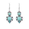 Temu Xiyin Pendientes Antiguos Populares de Plata Estilo Étnico Pendientes de Turquesa Accesorios de Flor Calada Venta al por Mayor Yiwu