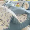 Juego Minimalista de Cuatro Piezas Clase A Estilo Ins Ropa de Cama para el Hogar Funda Nórdica Algodón Lavado Gasa de Doble Capa Funda de Colcha Juego de Cama de Tres Piezas