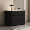 Mesita de Noche Grande de Madera Maciza Crema Hogar Lujo de Alta Gama Simple Moderno Tres Cajones Dormitorio Mesa de Mesita de Noche