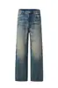 Jeans de Sarja Lavada Retro Americano Novo 2026 para Homens, Corte Reto Largo, Aparência Desgastada, Marca da Moda, Calça Casual Versátil