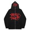 Transfronterizo Y2K Nueva Marca Americana de Moda Calle Hip-Hop Tendencia Nacional Estampado de Letras Sudadera con Cremallera Larga Sudadera con Capucha de Moda