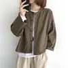 Ropa de Abrigo para Primavera y Otoño Mujer Holgada Versátil Casual Chaqueta Ropa Exterior Top Corto Principios de Otoño Delgado Color Sólido Manga Larga Cárdigan