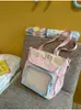 Mochila Nueva para Niña Patchwork de Lunares Azul Claro y Crema con Orejas de Conejo y Lazo, Mochila Estudiantil Estilo Chica Suave
