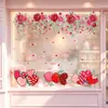 Decoraciones de ambiente en forma de corazón de rosa para el Día de San Valentín Pegatinas electrostáticas para puertas y ventanas de vidrio 2026