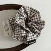 Estilo Universitário Coreano Tecido Dupla Camada Cintura Pequena Xadrez Scrunchie Prendedor de Rabo de Cavalo Versátil Elástico de Cabelo Acessório de Cabelo para Mulheres