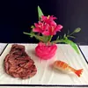 Decoración de plato de sashimi para restaurante de hotel flores y plantas alrededor del borde adorno plato de flores decoración de plato creativo plato frío de simulación adornos pequeños