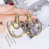 Pendientes de Aro Grandes Europeos y Americanos para Mujer, Lujo Accesible, Pines de Plata de Alta Gama, Pendientes Geométricos Exagerados Personalizados, Pendientes de Moda