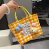 Cesta de Presente Tecida de Plástico Fofa Bolsa de Mão Cesta de Presente Estilo Fresco Bolsa de Praia Tote Bolsa Feminina