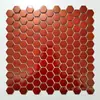 Azulejos Mosaico Espelhados Hexagonais Pequenos de Aço Inoxidável Metálico Estilo Europeu KTV Bar Entrada Azulejos de Parede com Fundo Preto Dourado