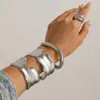 Europa y Estados Unidos joyería transfronteriza estilo ins versión ancha simple irregular cóncavo-convexo muesca en forma de V pulsera pulsera