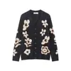 Para Exportação Europeia e Americana Transfronteiriça Roupas Femininas Aliexpress Popular Moda Outono Versátil Jacquard Floral Tricotado Jaqueta Solta