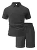 Conjunto de Camisa Polo Casual Deportiva de Manga Corta para Hombre, Tejido Jacquard Europeo y Americano, Delgado, Transpirable para Verano