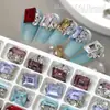 Decoraciones para Uñas con Pedrería K9 Rectangular en Forma de Rombo Sin Base, Accesorios de Bolas de Pedrería de Azúcar Helado Terminados a Mano, Decoración de Uñas al por Mayor