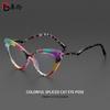 Marco de Color Nuevo Transfronterizo Ojo de Gato Floral Marco de Gafas Liso Moda Europea y Americana Gafas Planas Antiluz Azul Bl916