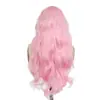 Peluca de encaje frontal estilo europeo y americano blanco y rosa de comercio exterior, peluca de encaje 13x4 atada a mano, peluca larga rizada suave, cabeza completa