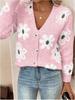 2025 Nuevo Otoño e Invierno Europeo y Americano Transfronterizo Amazon Patrón Jacquard de Flores Cardigan con Botones de Manga Larga Ropa para Mujer