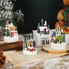 Navidad Dibujos Animados Casa Pequeña Brillante Papá Noel Muñeco de Nieve Micro Paisaje Adornos de Resina Decoraciones Navideñas Regalos