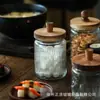 American Acacia Wood Carved Mason Storage Jar Cozinha Selada Coarsegment Garrafa Selada Transparente Mason Garrafa De Vidro Selada