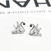 Pendientes de Cisne de Circonita Elegantes de Personalidad de Moda para Mujer Simples Frescos Diamante de la Suerte Pendientes Pequeños de Cisne Joyería para el Oído