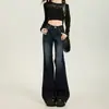 Jeans Americanos Azul Oscuro Micro Acampanados para Mujer 2026 Nuevos de Tiro Bajo Chica Picante Tiro Alto Adelgazantes No Ceñidos a la Pierna Pantalones Acampanados