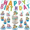 Banner de Fiesta de Cumpleaños para Cachorro Surfeador de Verano Transfronterizo, Guirnalda de Estilo Juguetón, Decoraciones Colgantes en Espiral, Adornos para Pastel y Arreglos de Mesa