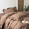 Conjunto de Quatro Peças em Algodão Puro de Fibra Longa de Xinjiang Estilo Francês Feminino, Capa de Edredom de Renda Floral Vazada 100% Algodão Roupa de Cama de Alta Qualidade