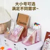 Portalápices Cosmético de Escritorio, Caja de Almacenamiento de Lujo Ligero, Cubo de Almacenamiento para Papelería, Compartimentos Trapezoidales Transparentes de Estilo Nórdico