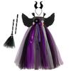 2026 Halloween Ropa Europea y Americana para Niños Vestido de Encaje Bruja Largo Floral Vestido de Princesa Vestido de Fiesta Tutú