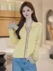 Cardigan de Tricô Jacquard Estilo Étnico Retrô para Mulheres, Novo Modelo Outono 2026, Casaco Suéter de Corte Justo com Gola Reversível