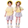 Traje de porrista para el Día del Niño para estudiantes de primaria, conjunto de uniforme de clase para el día del deporte escolar, disfraz de lunares con falda corta para jardín de infantes