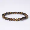 Pulsera Acabada en Piedra Ojo de Tigre Amarillo Natural Pulsera Unisex de Cuentas Redondas de una Sola Hilo Joyería de Mano de Lujo Ligero Fábrica al por Mayor