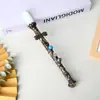 Bastón de Cristal Natural Vintage Hecho a Mano de un Solo Punto Pilar Cetro de Cristal Adorno de Ceremonia Accesorio de Colección