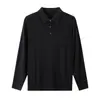 Suéter de lã de malha fina para homens, tricô casual de negócios com gola polo, novo top de outono e inverno, suéter fino liso