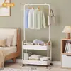 Simple perchero y estante de almacenamiento de ropa integrados, de pie, para uso doméstico en dormitorio o balcón, perchero y estante de almacenamiento móviles