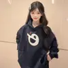 Moletom com Capuz Street Pesado Personalizado para Mulheres 2025 Outono e Inverno Novo Estilo Lã Interna Quente Solto Casual Pulôver