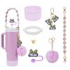 Set de 7 Piezas Taza Tapa de Popote Decorativa Set de Vasos Cadena para Vasos Ins Chai Perro Serie Colgante para Llaves Colgante de Bola de Felpa