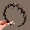 Diadema Lavado Facial Borde Ancho Estampado de Leopardo para Mujer, Gama Alta, Elegante, Moderno, Diadema para Presionar el Cabello en el Viaje, Pinza para el Cabello Superior de Calavera Alta, Accesorio para el Cabello