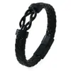 Pulsera de Cuero Cruzado de Venta Caliente Transfronteriza Europea y Americana para Hombre, Pulsera de Cuero Genuino Tejida a Mano Multicapa con Hebilla Magnética